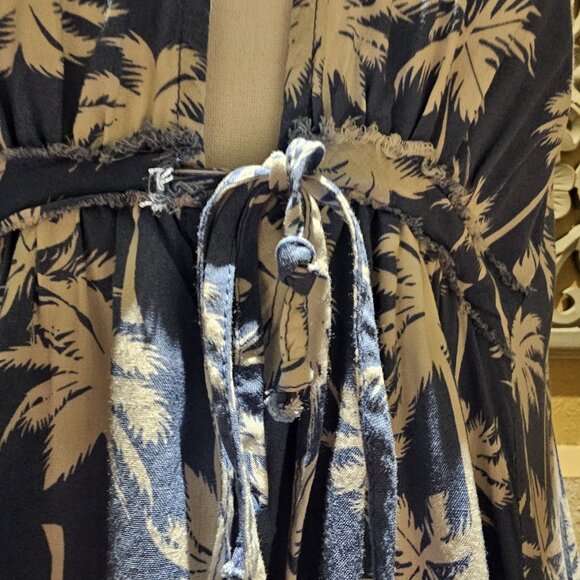 Ocean Drive Mini Cutout Sundress L Coconut girl Hawaiian Beachy Palm Boho Garb - Picture 6 of 9